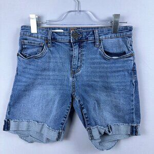 Kut from the Kloth Katy Boyfriend Shorts Womens Size 6 Rolled Cuff Hem Blue